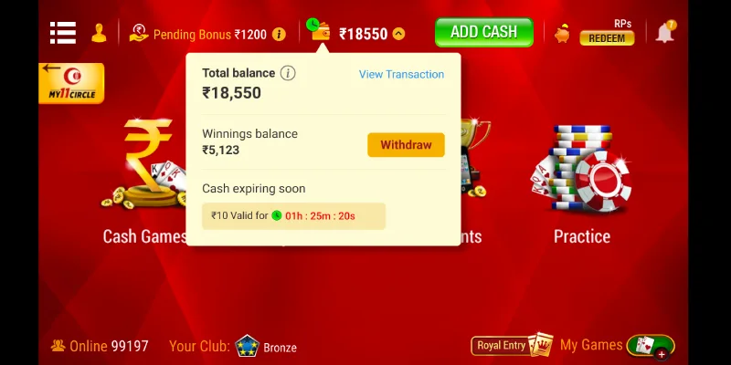 Follow the steps to easily add funds to your Rummy account